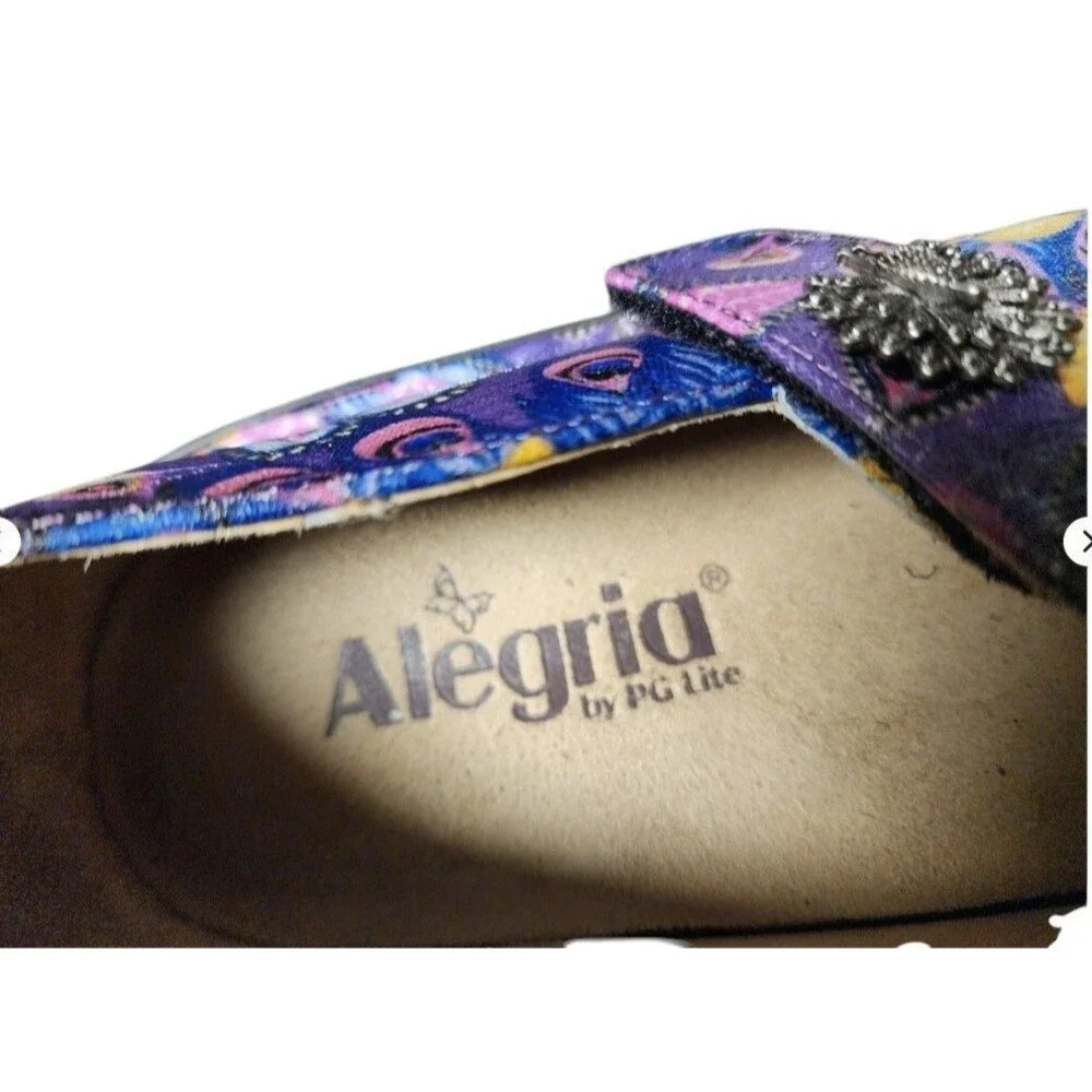 Alegria Paloma Mary Jane Multicolor Peacock Leather Size EU 41
